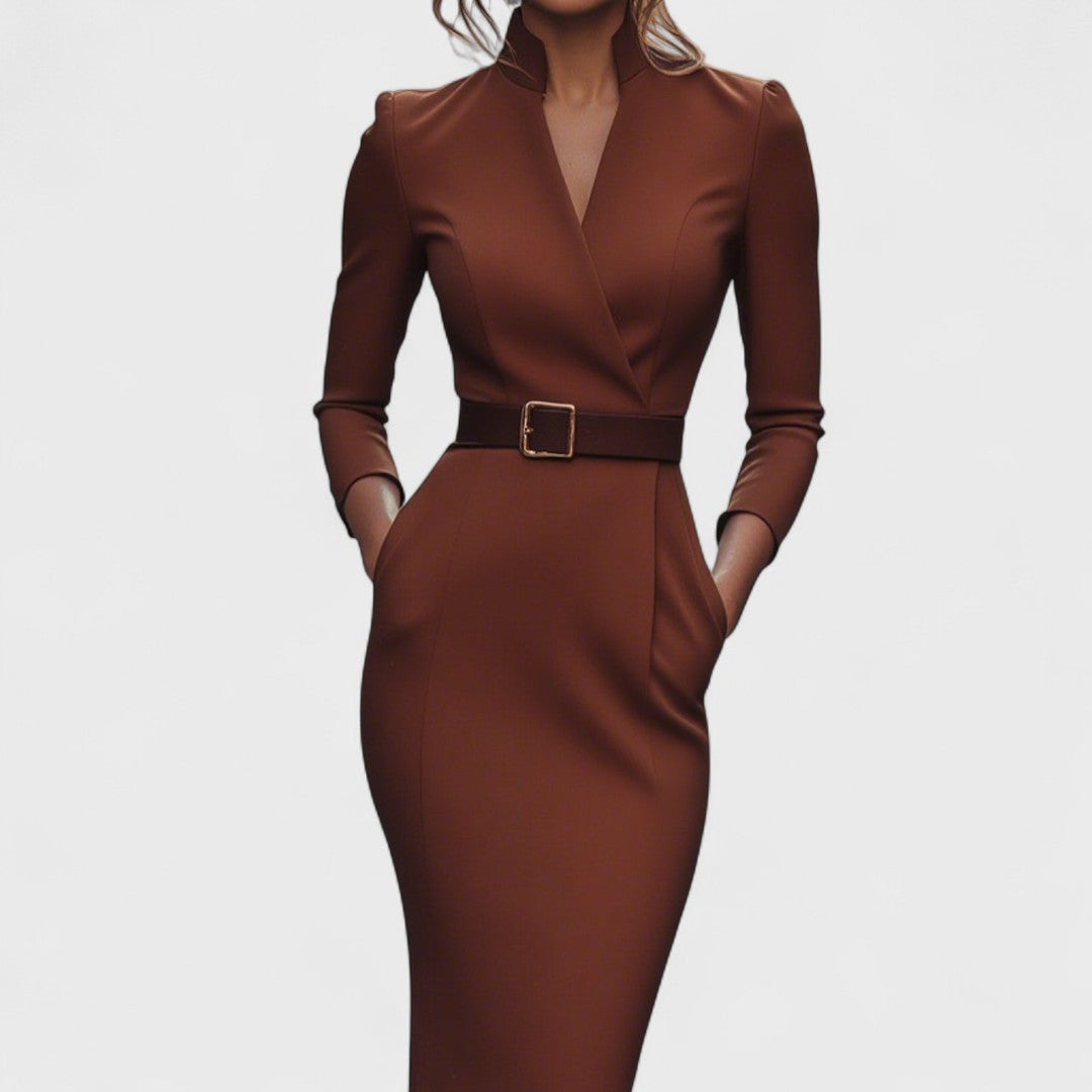 Sophia | Refined Dress with Belt and Collar