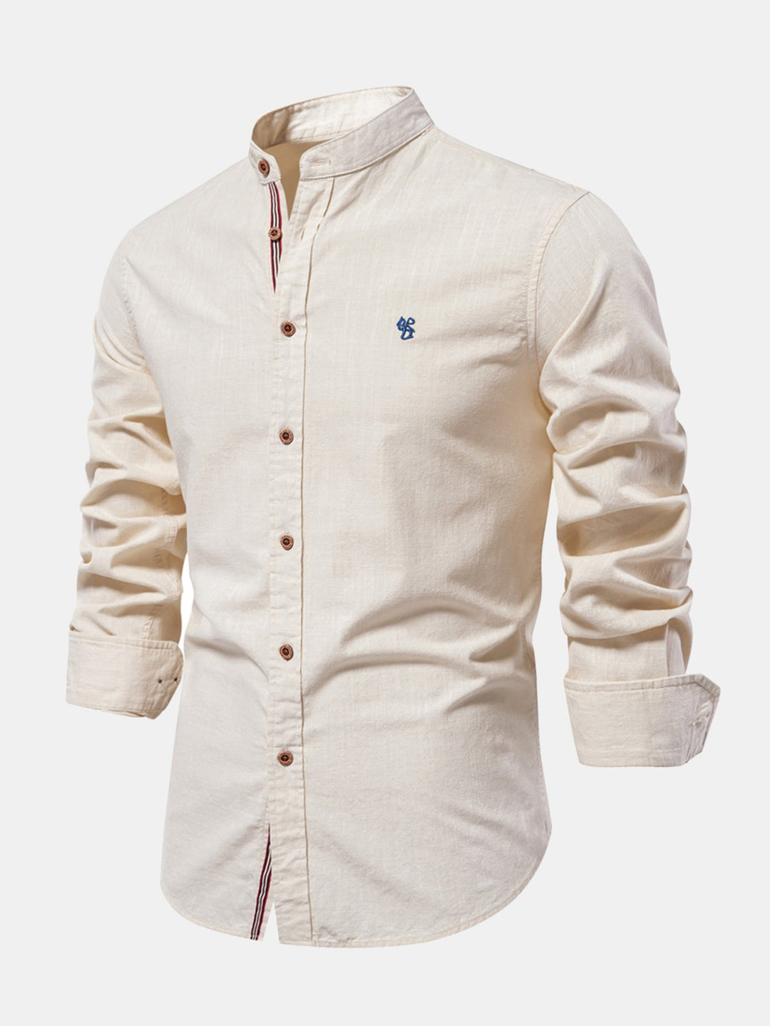 Rowan | Long Sleeve Linen Shirt With Stand Up Collar