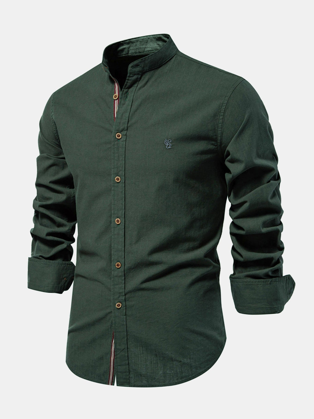 Rowan | Long Sleeve Linen Shirt With Stand Up Collar