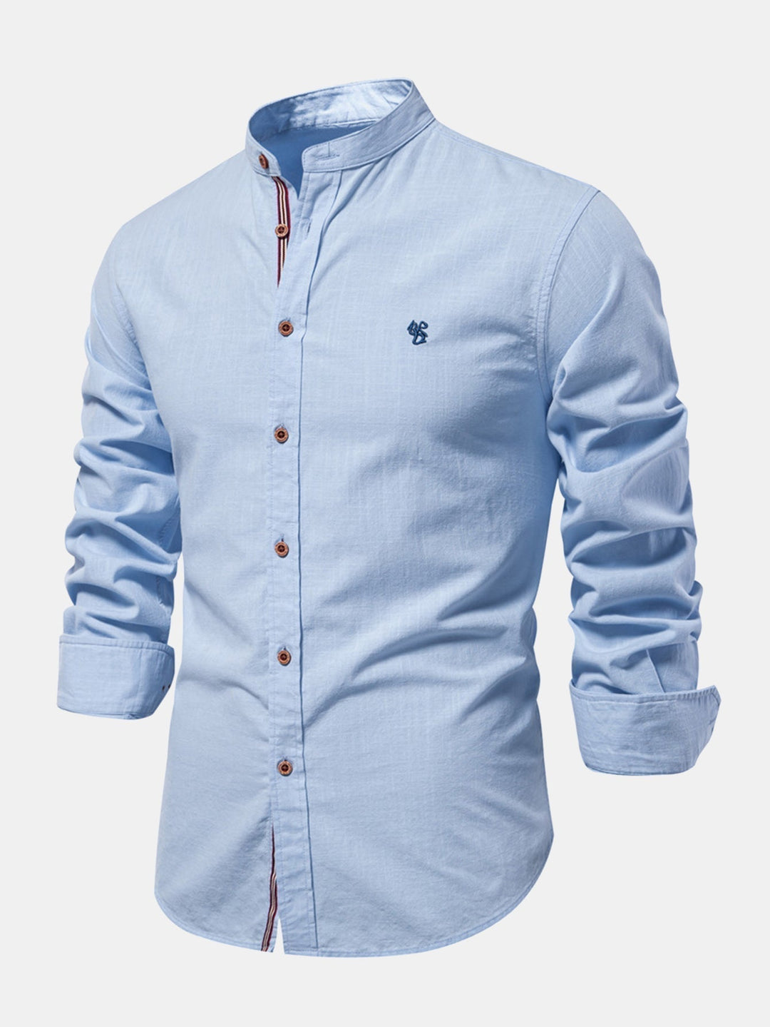 Rowan | Long Sleeve Linen Shirt With Stand Up Collar