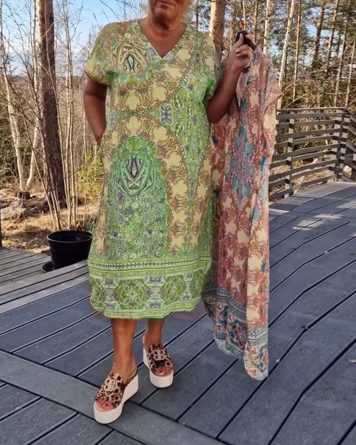 Orla | Ailina – Printed V-neck Dress