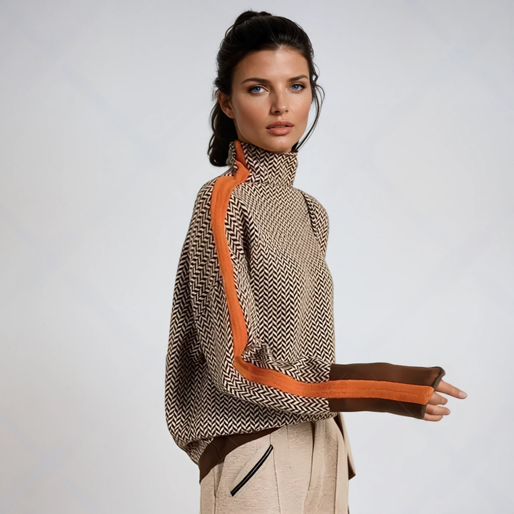 Arabella | High neck Sweater with striking contrasting stripes